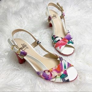 Amalfi Italian leather floral pink heels